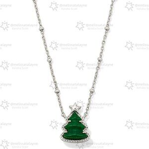 Holiday Tree Silver Short Pendant Necklace